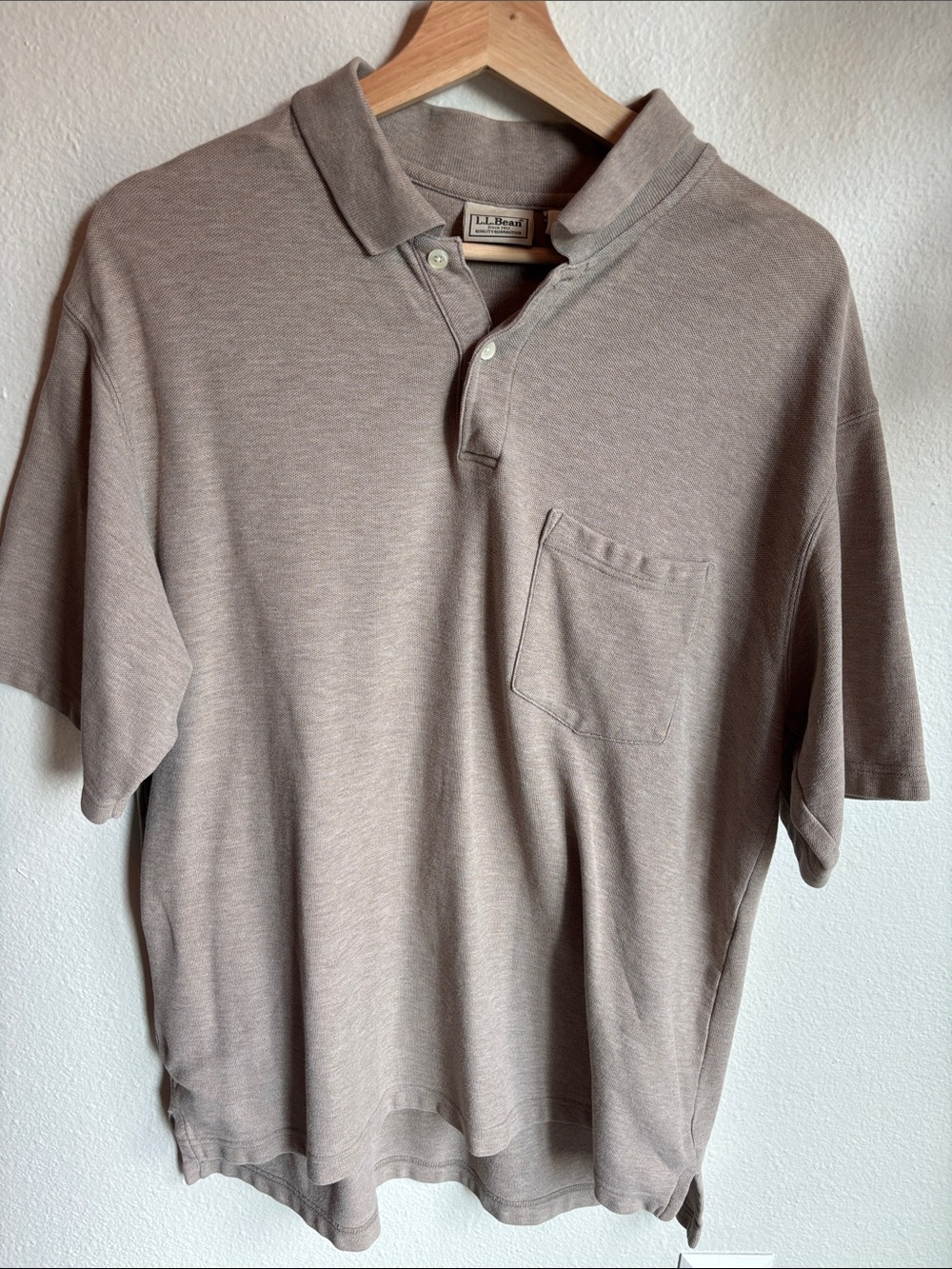L.L. BEAN Polo Shirt Neutral Cotton Large